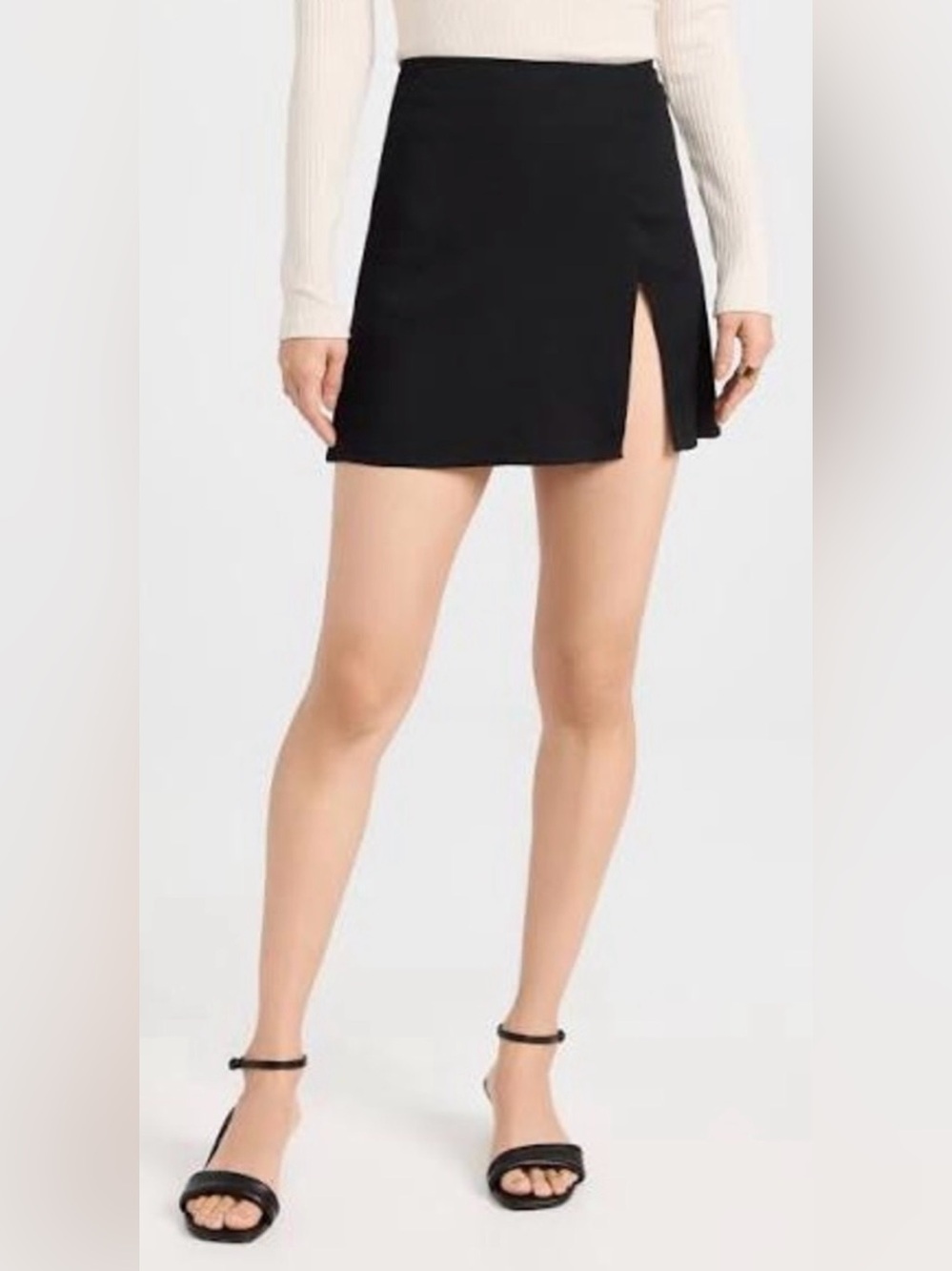 NWT Reformation Margot Skirt Mini Leg Slit Black Size 4